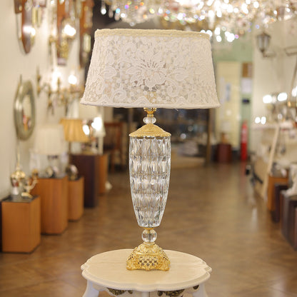 Table Lamp, 1 Lights, Brass Crystal, 75×40cm Gold - أباجورة، 1 لمبة، كريستال نحاس، 75×40 سم ذهبي