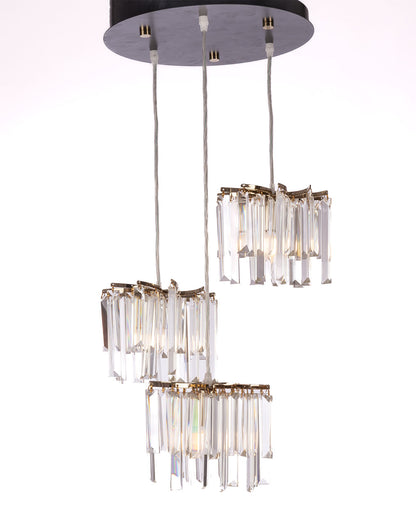 Hanging3 Fan Crystal Ribbon 5494 Solitaire Gold x Black with Crystal