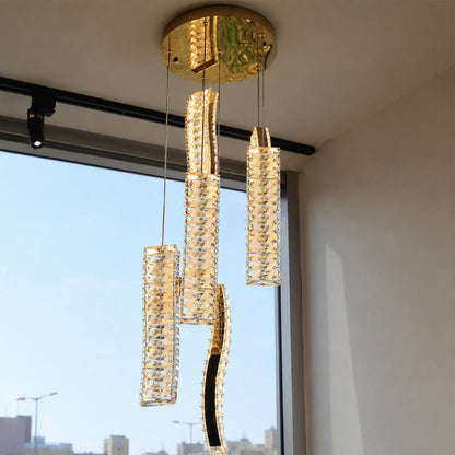 Melody LED Chandelier,Stainless Steel, 110×30cm - PVD -نجفة ليد ميلودي، ستانلس ستيل، 110×30 سم - PVD