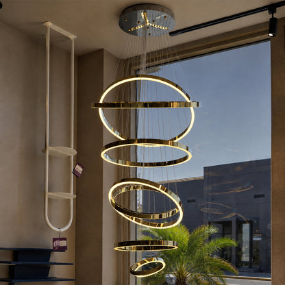 Helix LED Chandelier,Stainless Steel, 200×40cm - PVD -نجفة ليد هيليكس، ستانلس ستيل، 200×40 سم - PVD
