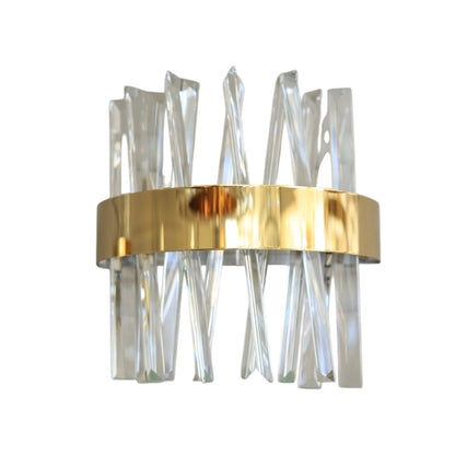 Crystal Crown Wall Lamp, LED, Stainless Steel, 22×26cm - Gold - ابليك تاج كريستالي، ليد، استانلس ستيل، 22×26 سم - ذهبي