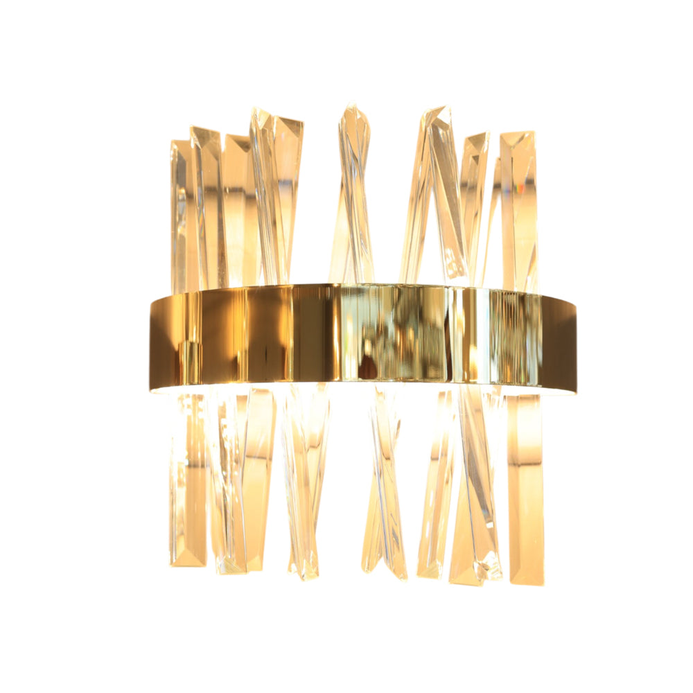 Crystal Crown Wall Lamp, LED, Stainless Steel, 22×26cm - Gold - ابليك تاج كريستالي، ليد، استانلس ستيل، 22×26 سم - ذهبي