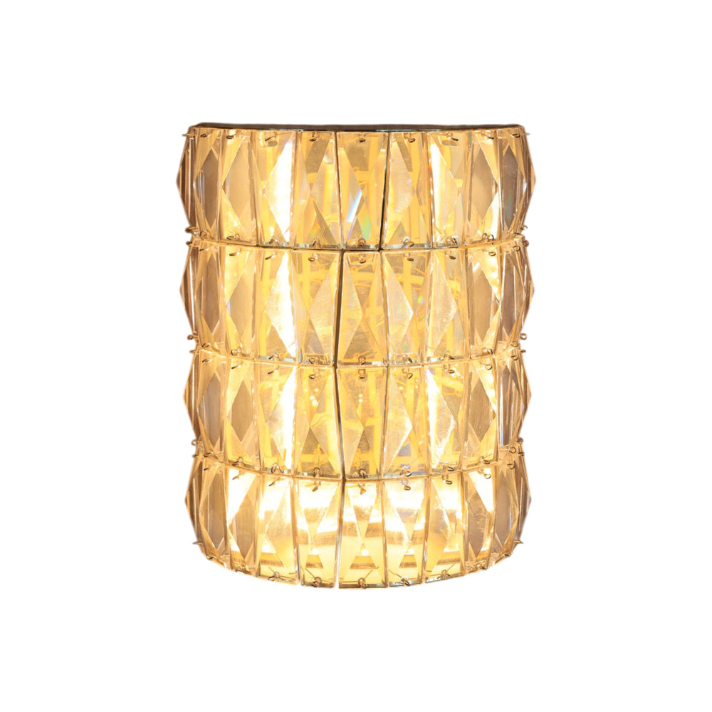 Crystal Cube Wall Lamp, LED, Stainless Steel, 17×23cm - Gold - ابليك كريستال كيوب، ليد، استانلس ستيل، 17×23 سم - ذهبي
