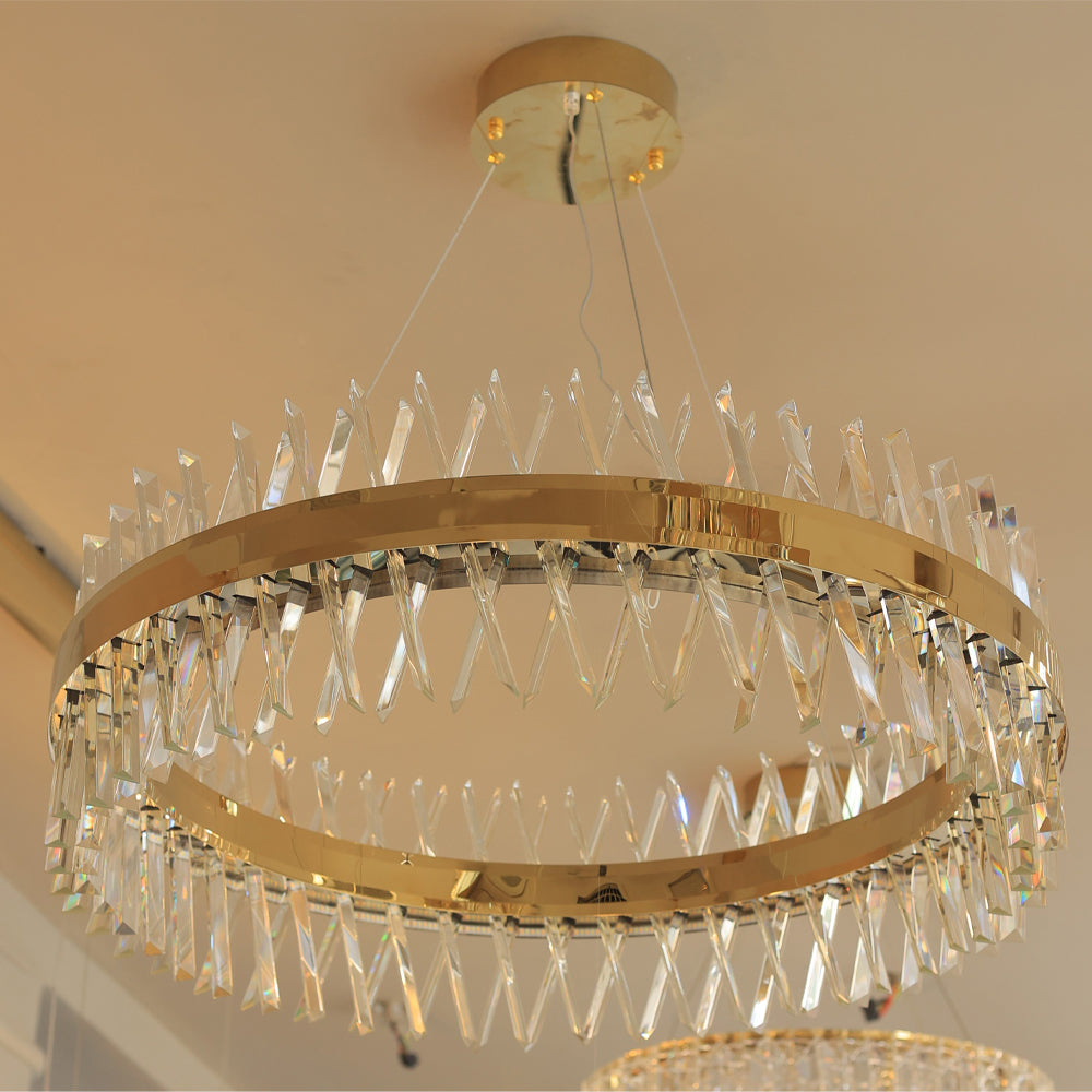 Cirra LED Chandelier, Stainless Steel, 80×80cm - Gold PVD-نجفة ليد سيرا، ستانلس ستيل، 80×80 سم - ذهبي PVD