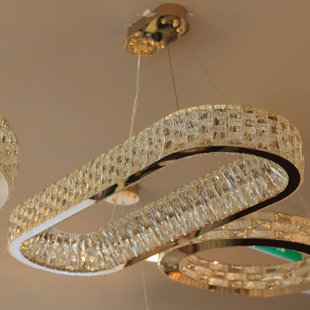 Axis LED Chandelier, Stainless Steel, 100×35×60cm - Gold PVD-نجفة ليد أكسيس، ستانلس ستيل، 100×35×60 سم - ذهبي PVD