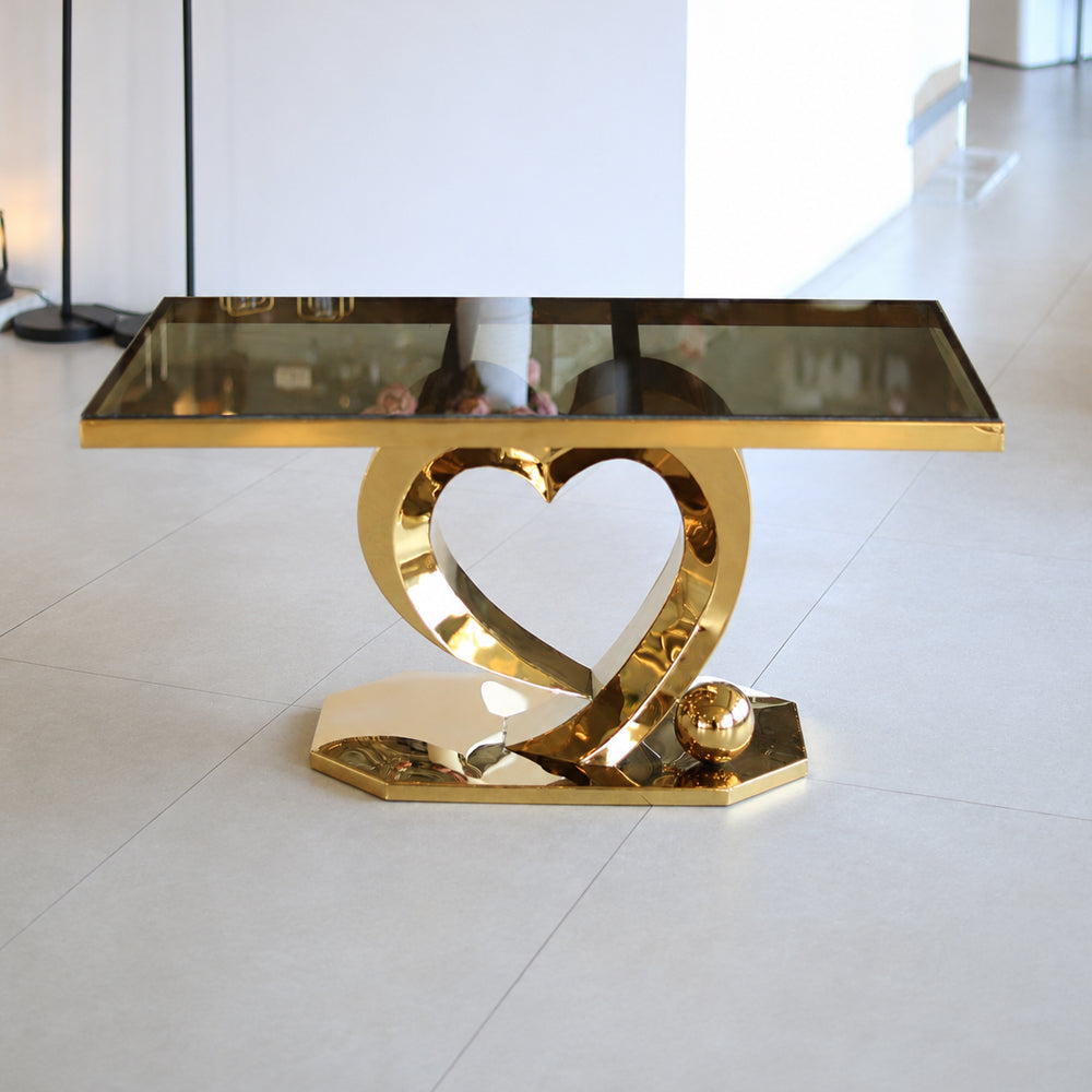 Oriana Table, Stainless Steel, 49×100×60cm - Gold-ترابيزة أوريانا، ستانلس ستيل، 49×100×60 سم - ذهبي