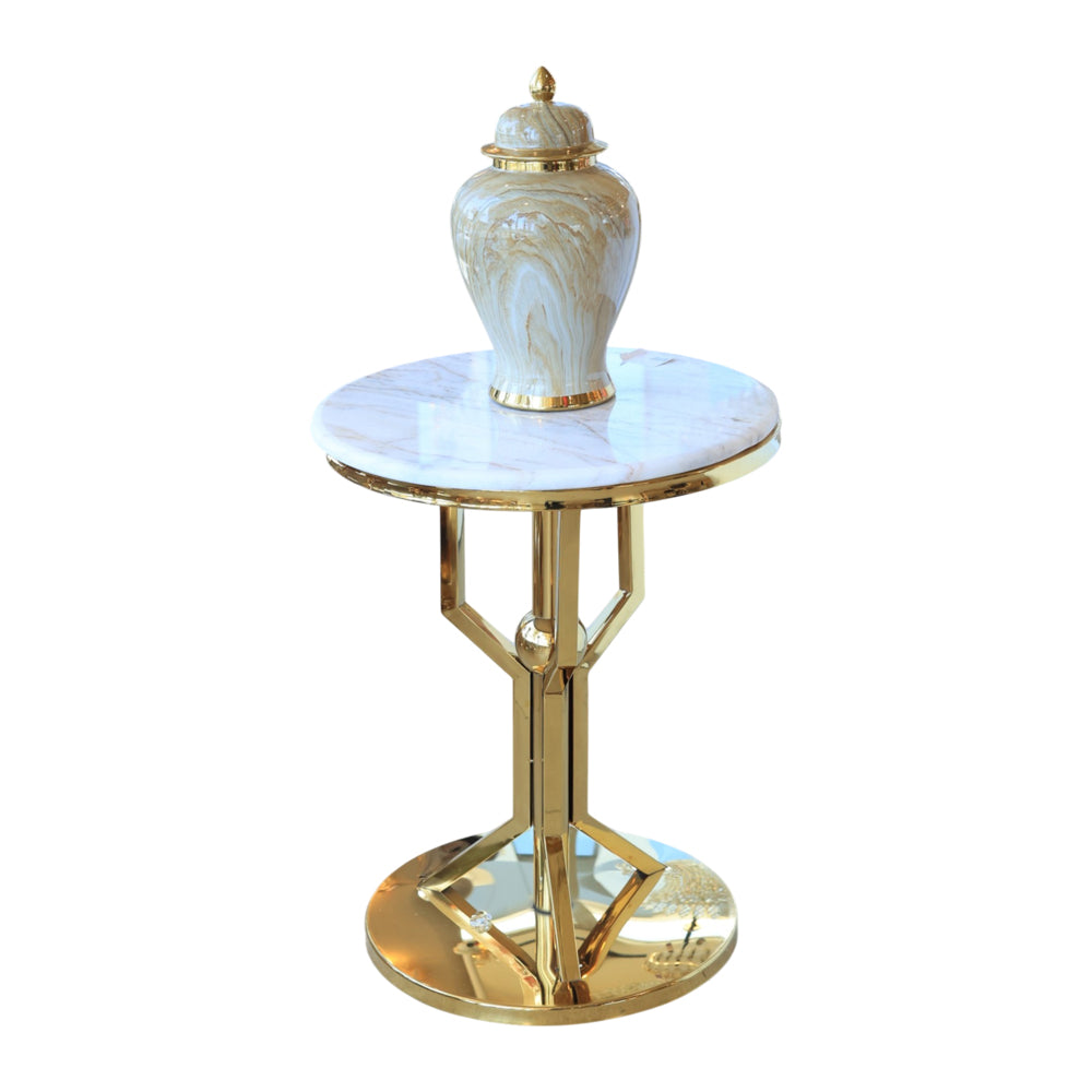 Nexus Table, Stainless Steel, 45×60cm - Gold PVD-ترابيزة نيكسس، ستانلس ستيل، 45×60 سم - ذهبي PVD
