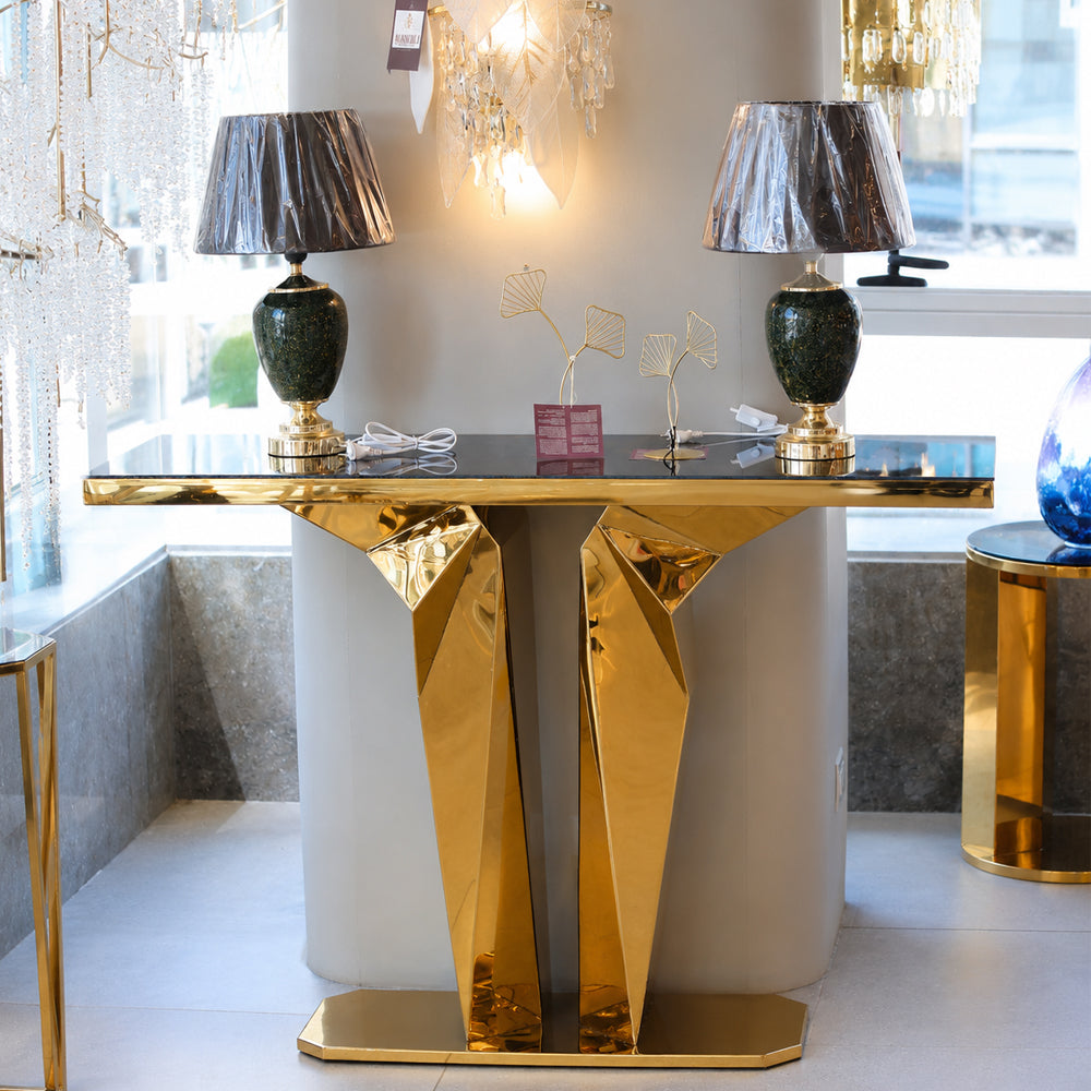 Torino Console, Stainless Steel, 130*40×90cm - Gold PVD-كونسول تورينو، ستانلس ستيل، 130*40×90 سم - ذهبي PVD
