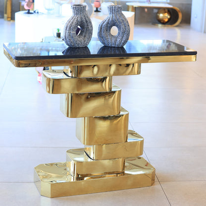 Onyx Console, Stainless Steel, 120*40×90cm - Gold PVD-كونسول أونيكس، ستانلس ستيل، 120*40×90 سم - ذهبي PVD