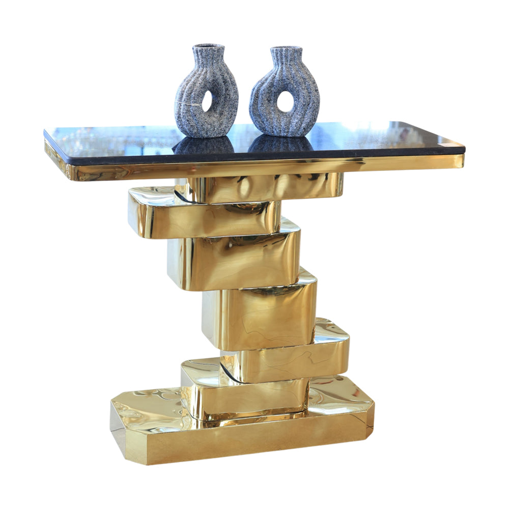 Onyx Console, Stainless Steel, 120*40×90cm - Gold PVD-كونسول أونيكس، ستانلس ستيل، 120*40×90 سم - ذهبي PVD