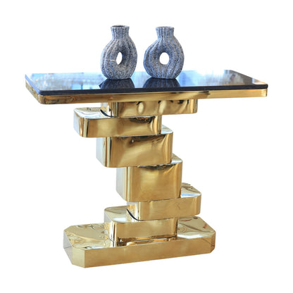 Onyx Console, Stainless Steel, 120*40×90cm - Gold PVD-كونسول أونيكس، ستانلس ستيل، 120*40×90 سم - ذهبي PVD