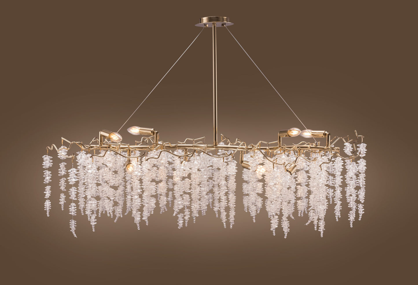 Oval Chandelier, 8 Lights, Metal, 100×80cm - Solitaire Gold
