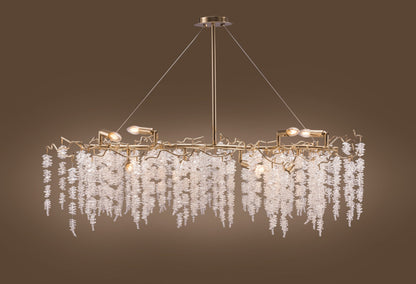 Oval Chandelier, 8 Lights, Metal, 100×80cm - Solitaire Gold