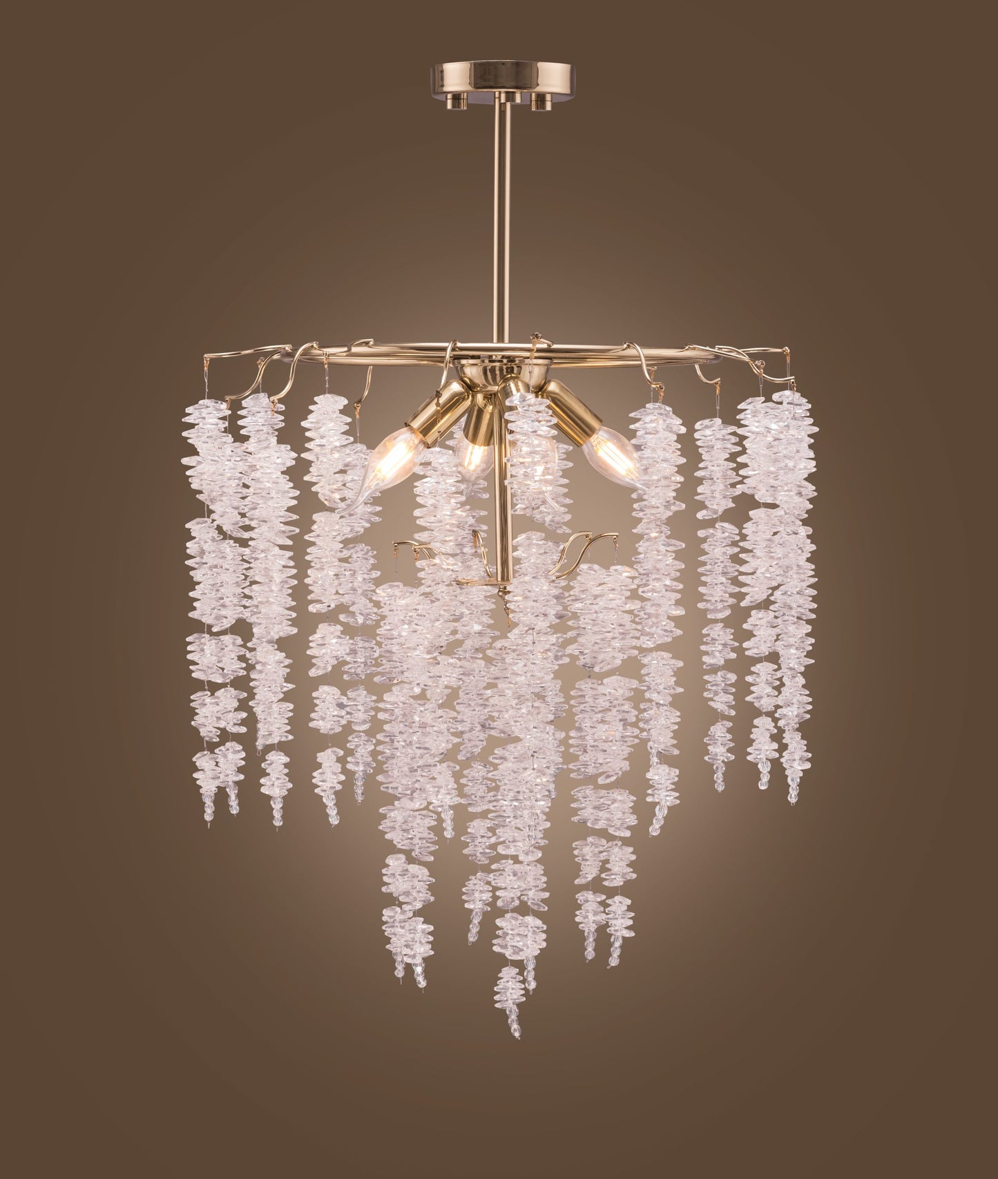 Crystal Chandelier, 9 Lights, Metal, 65×75cm - Solitaire Gold