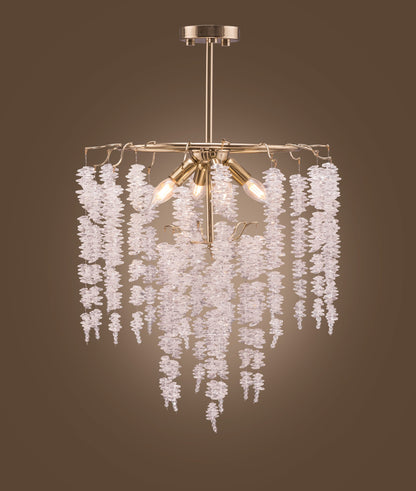 Crystal Chandelier, 9 Lights, Metal, 65×75cm - Solitaire Gold