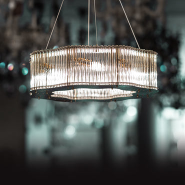 Wave Star Glass Chandelier, 16 Lights, Metal, 80×85cm - Solitaire Gold