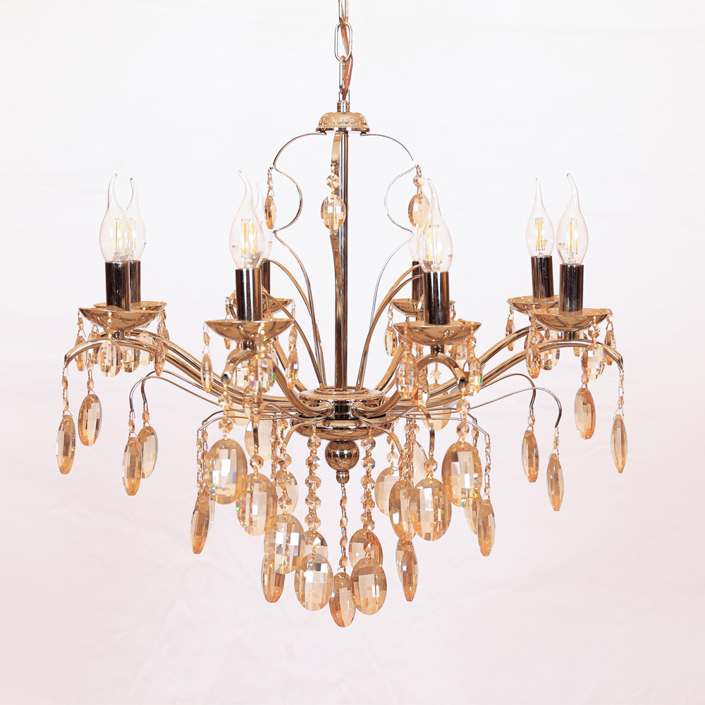 Davinci Chandelier, 8 Lights, Metal, 65×80cm - Solitaire Gold