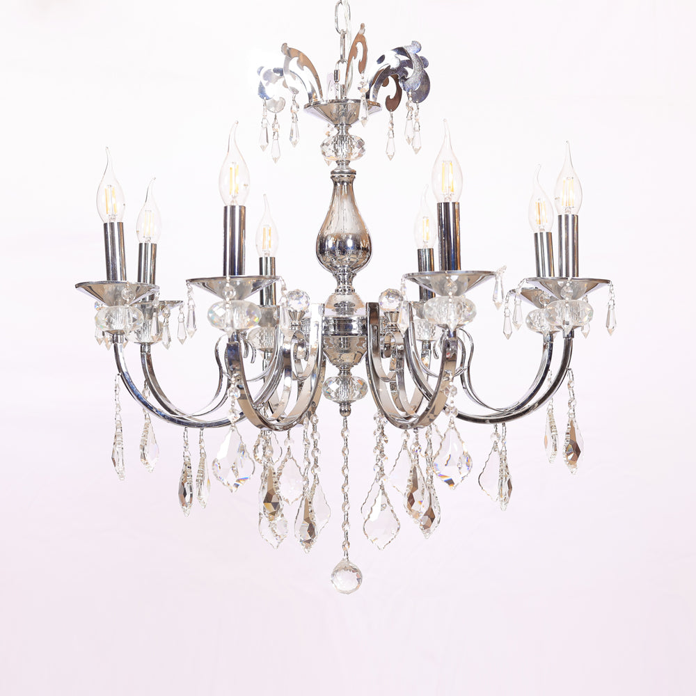 Vionelle Chandelier, 8 Lights, Metal, 68×70cm - Silver-نجفة فيونيل، 8 لمبة، معدن، 68×70 سم - فضي
