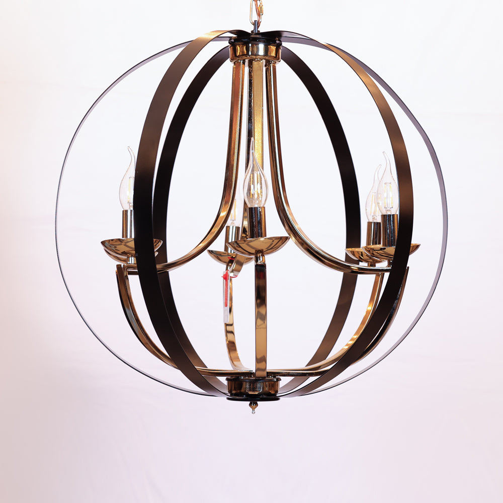 Vortella Chandelier, 6 Lights, Metal, 60×70cm - Solitaire Gold-نجفة فورتيلا، 6 لمبة، معدن، 60×70 سم - سوليتير ذهبي