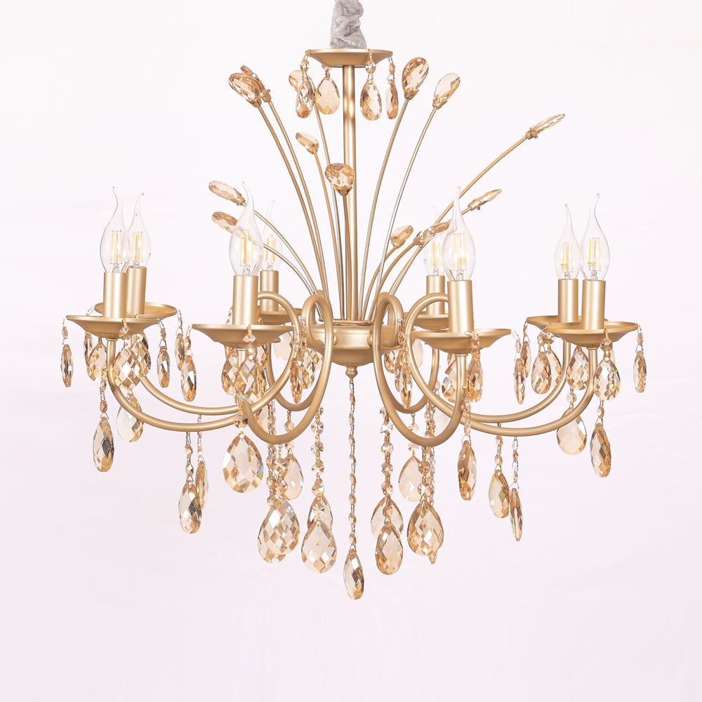 Rosalune Chandelier, 9 Lights, Metal, 68×75cm - Champagne-نجفة روزالون، 9 لمبة، معدن، 68×75 سم - شامبين