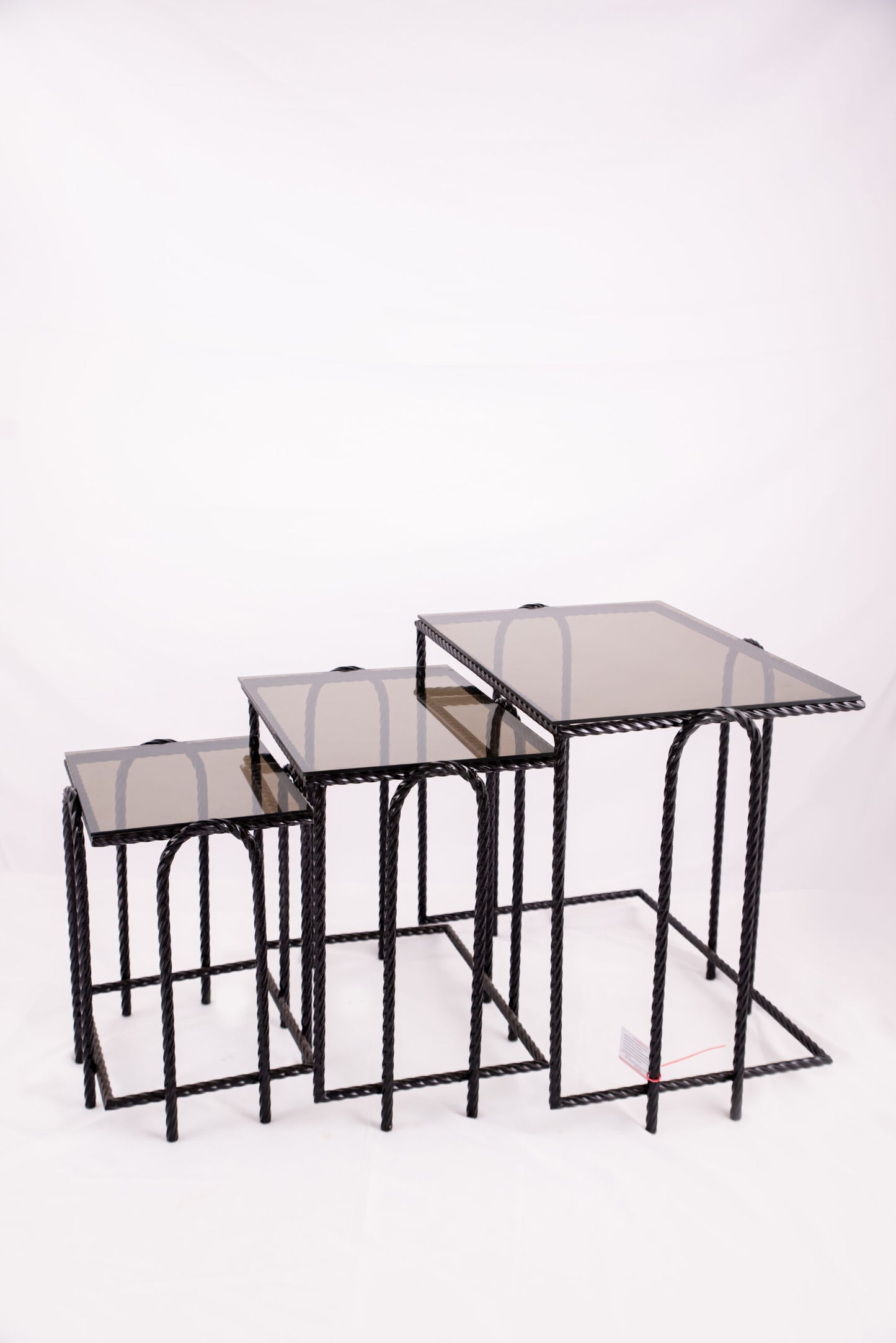 طقم ترابيزة مستطيلة بتصميم ثعبان، 65 سم × 45 سم، ارتفاع 60 سم، 3 قطع، المنتج 5672، لون أسود سوليتير