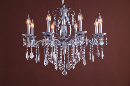 Orchid Chandelier, 8 Lights, Metal, 74×75cm - Silver