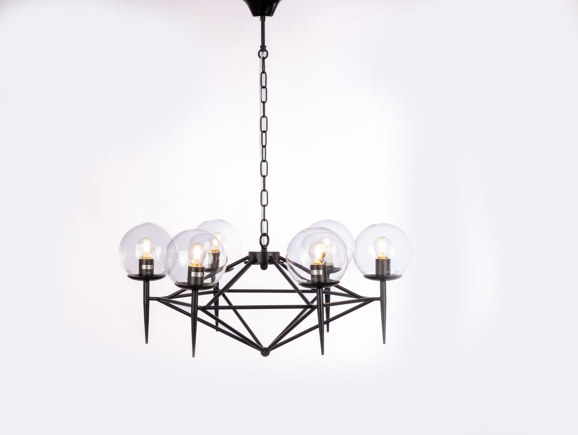 نجفة، 6 لمبة، معدن، 80×70 سم، أسود 9633 6 من قنديل مصر - Chandelier, 3 Lights, Metal, 80×70cm, Black 9633-6|Kandil Egypt