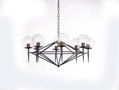نجفة، 8 لمبة، معدن، 70×100 سم، أسود 9633 8 من قنديل مصر - Chandelier, 3 Lights, Metal, 100×70cm, Black 9633-8|Kandil Egypt