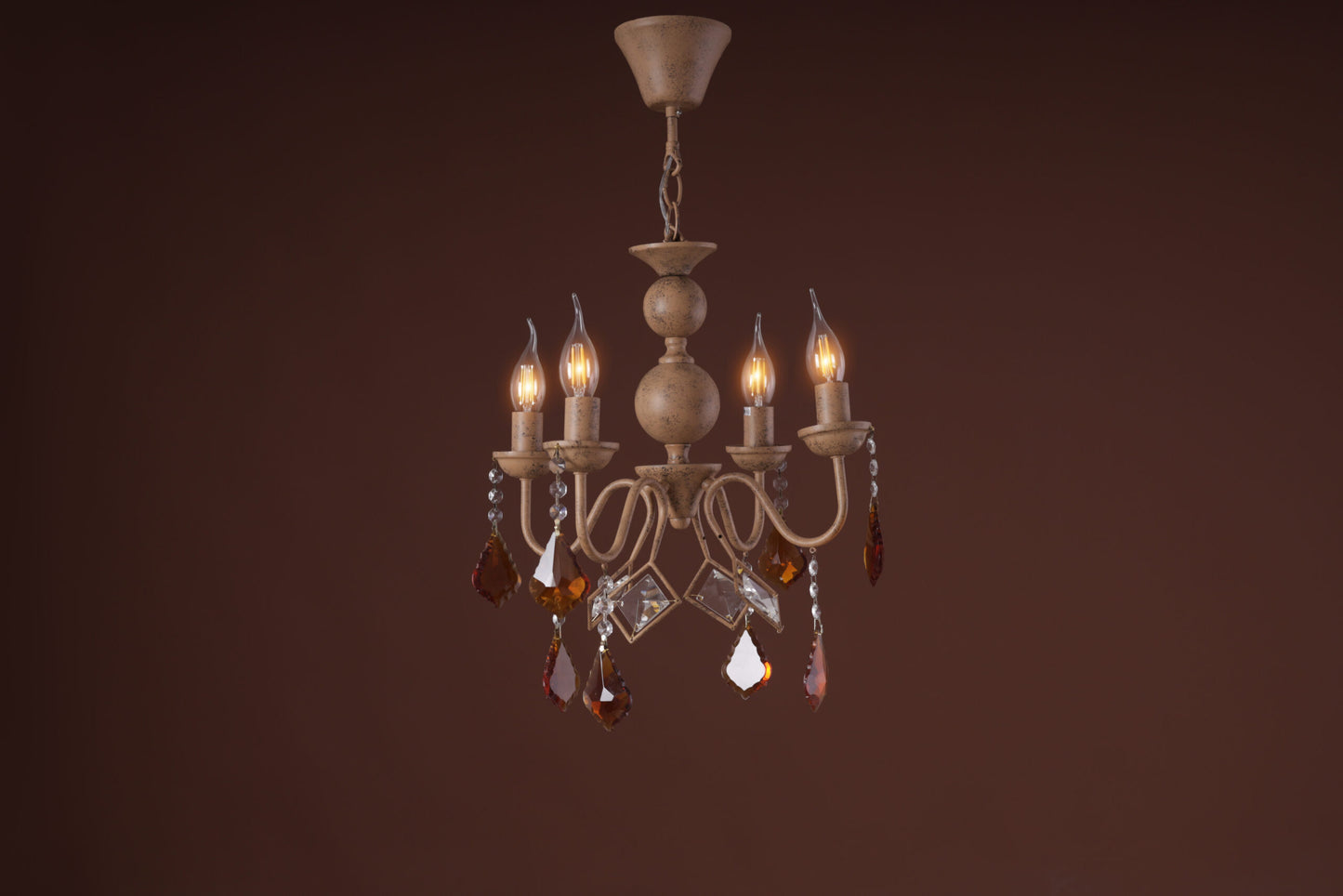 Chandelier, 4 Lights, Metal, 40×55cm - Beige