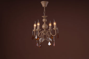 Chandelier, 4 Lights, Metal, 40×55cm - Beige