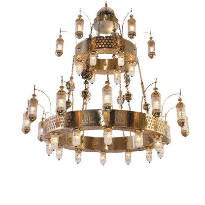 نجفة السيدة تعليق دورين، 44 لمبة، 350×300 سم - ذهبي