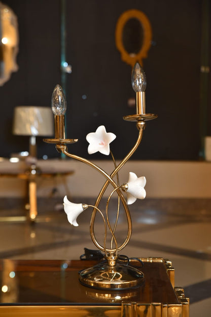 Porcelain roses table lamp code 4047 solitaire gold