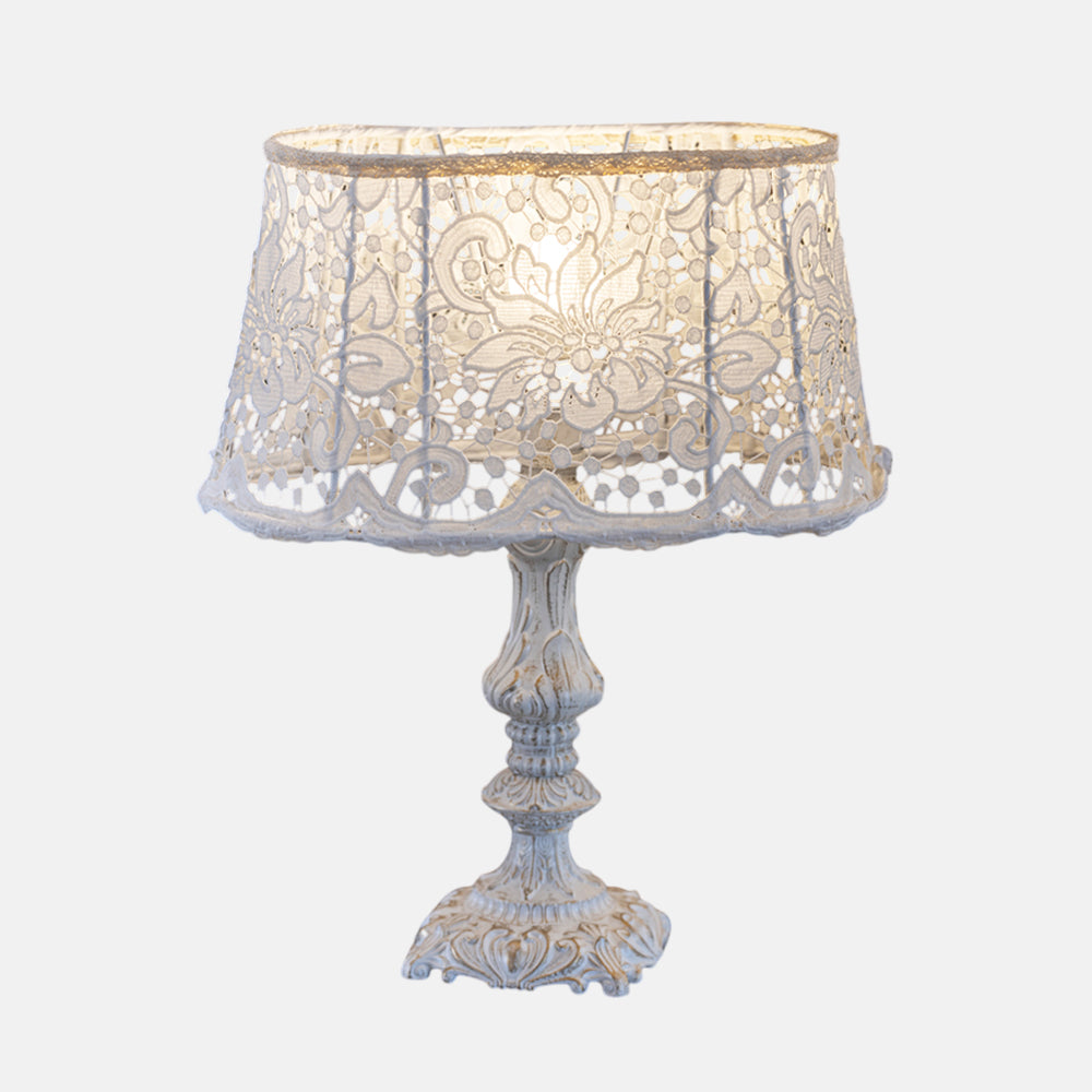 أباجورة، 1 لمبة، ألومنيوم أبيض من قنديل مصر - Table Lamp, 1 Light, Aluminum White|Kandil Egypt