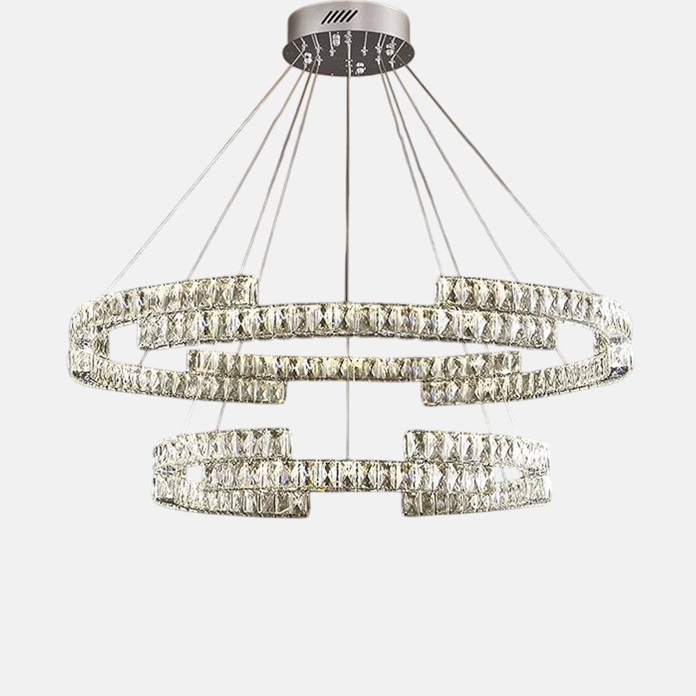 Pedro Round Chandelier, Metal, 60/40×80cm - Chrome