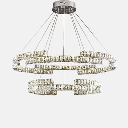 Pedro Round Chandelier, Metal, 60/40×80cm - Chrome