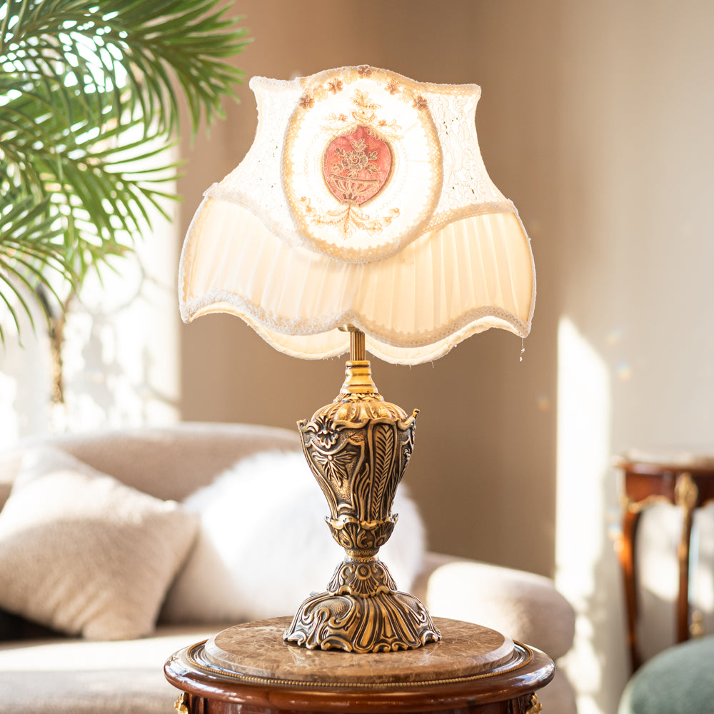 pearl table lamp Italian bronze with lamp shade