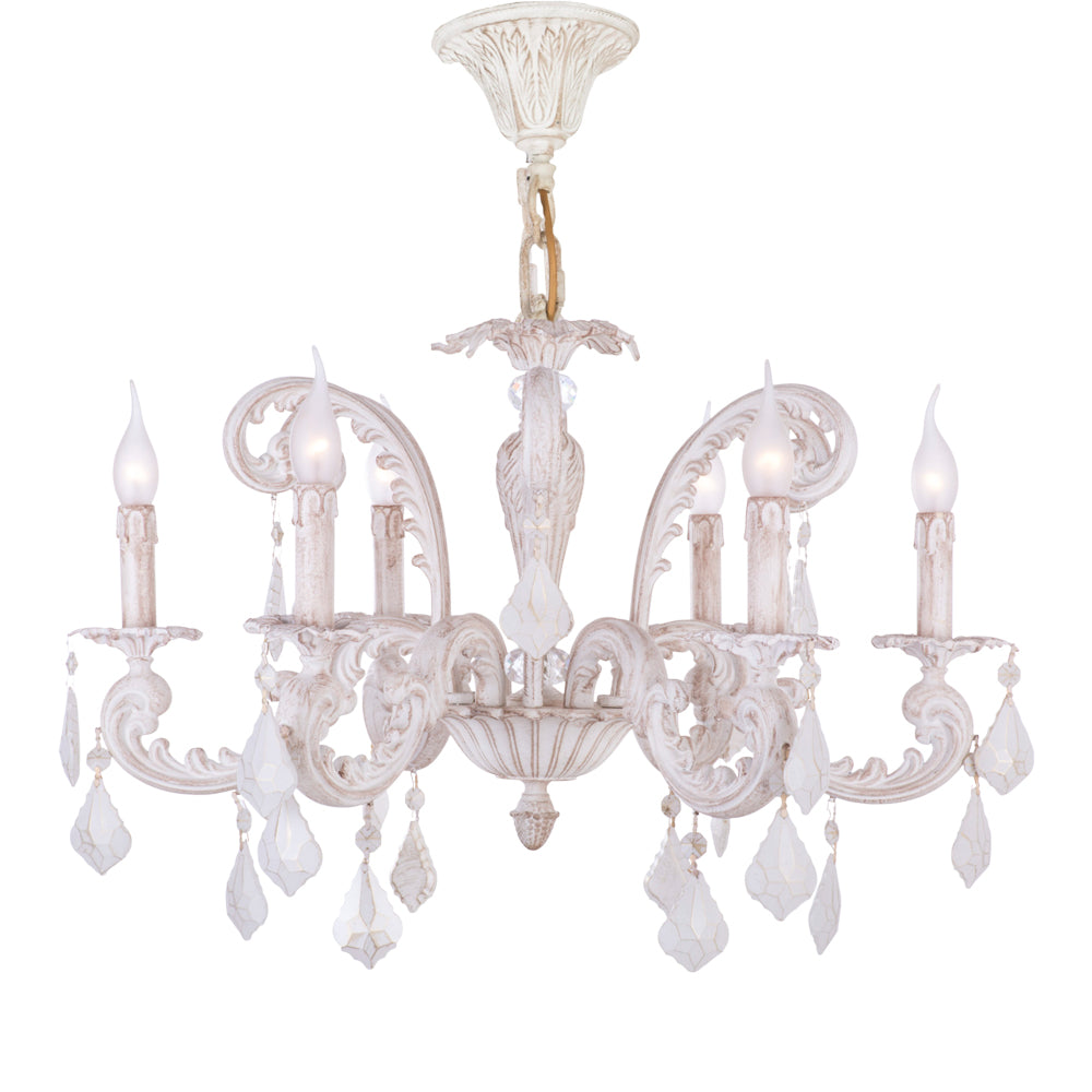 Burn medium 6 bulbs Whitey Chandelier