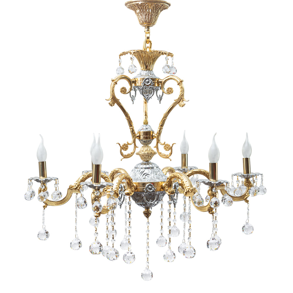 Gozin Chandelier, 6 Lights, Copper X Aluminum, 80×90cm - Gold Silver