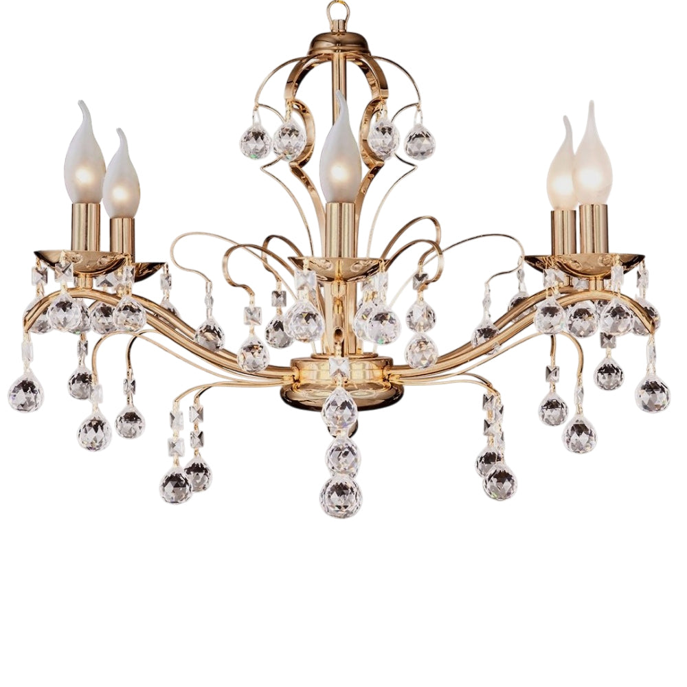 Da Vinci Chandelier, 6 Lights, Metal, 66×60cm - Solitaire Gold