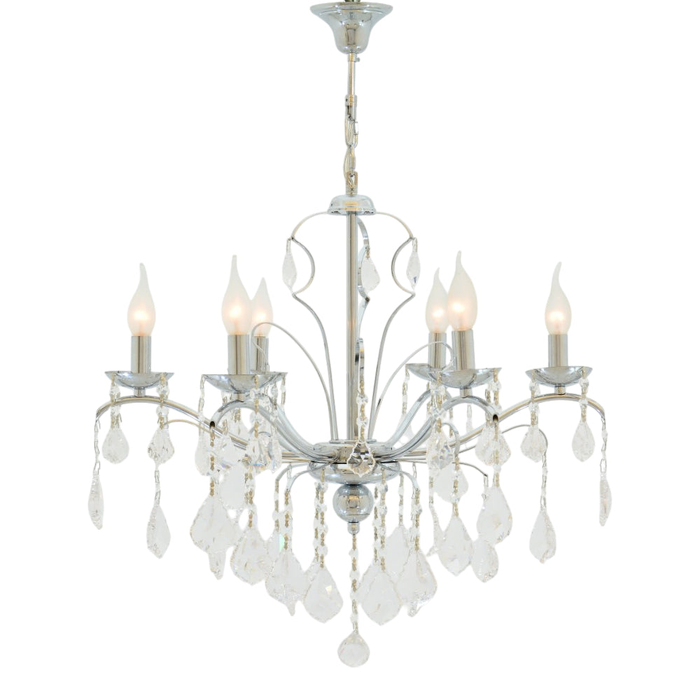 Davinci Chandelier, 6 Lights, Metal, 66×60cm - Chrome