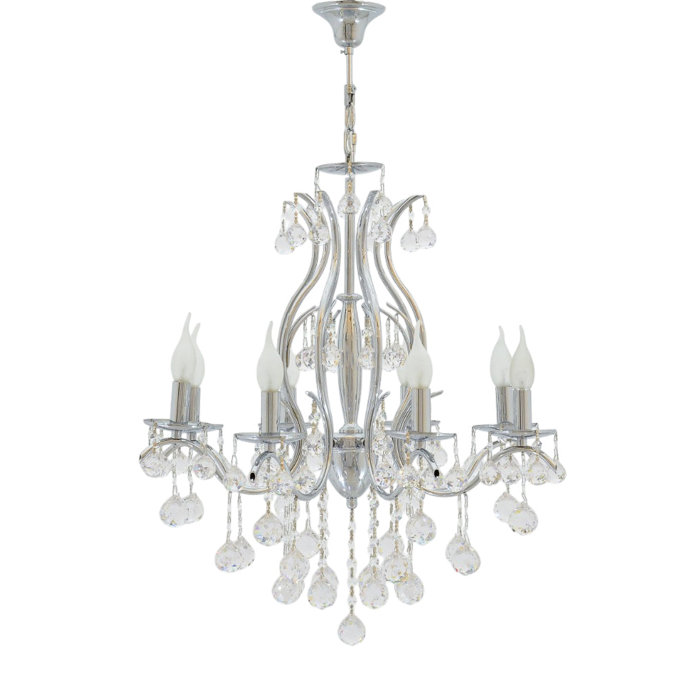 Rayza Chandelier, 8 Lights, Metal, 65×80cm - Chrome