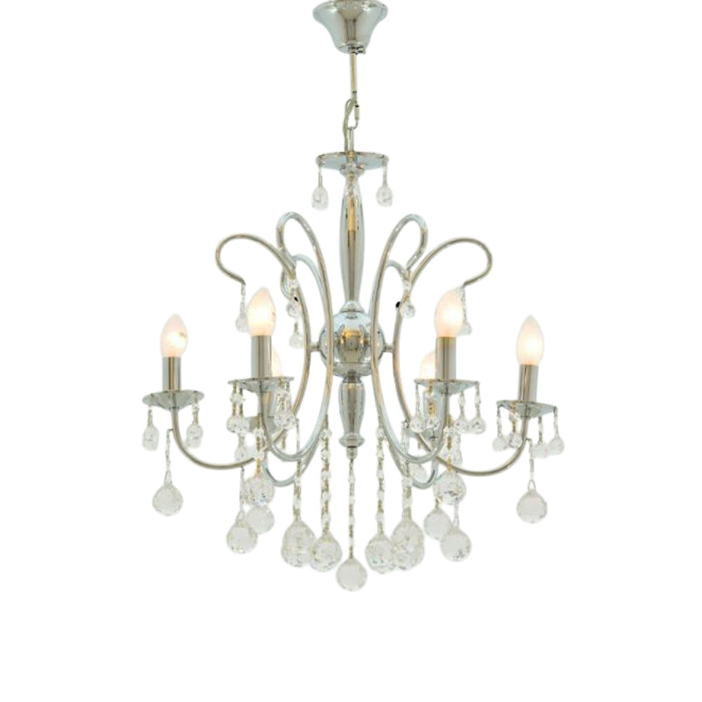 Rona Chandelier, 6 Lights, Metal, 55×57cm - Chrome