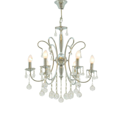 Rona Chandelier, 6 Lights, Metal, 55×57cm - Chrome