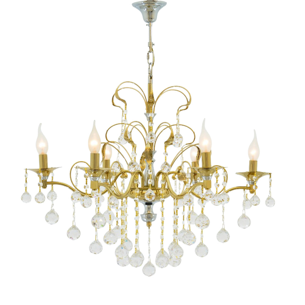 Flowers Chandelier, 6 Lights - Solitaire Gold