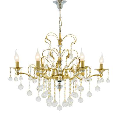 Flowers Chandelier, 6 Lights - Solitaire Gold