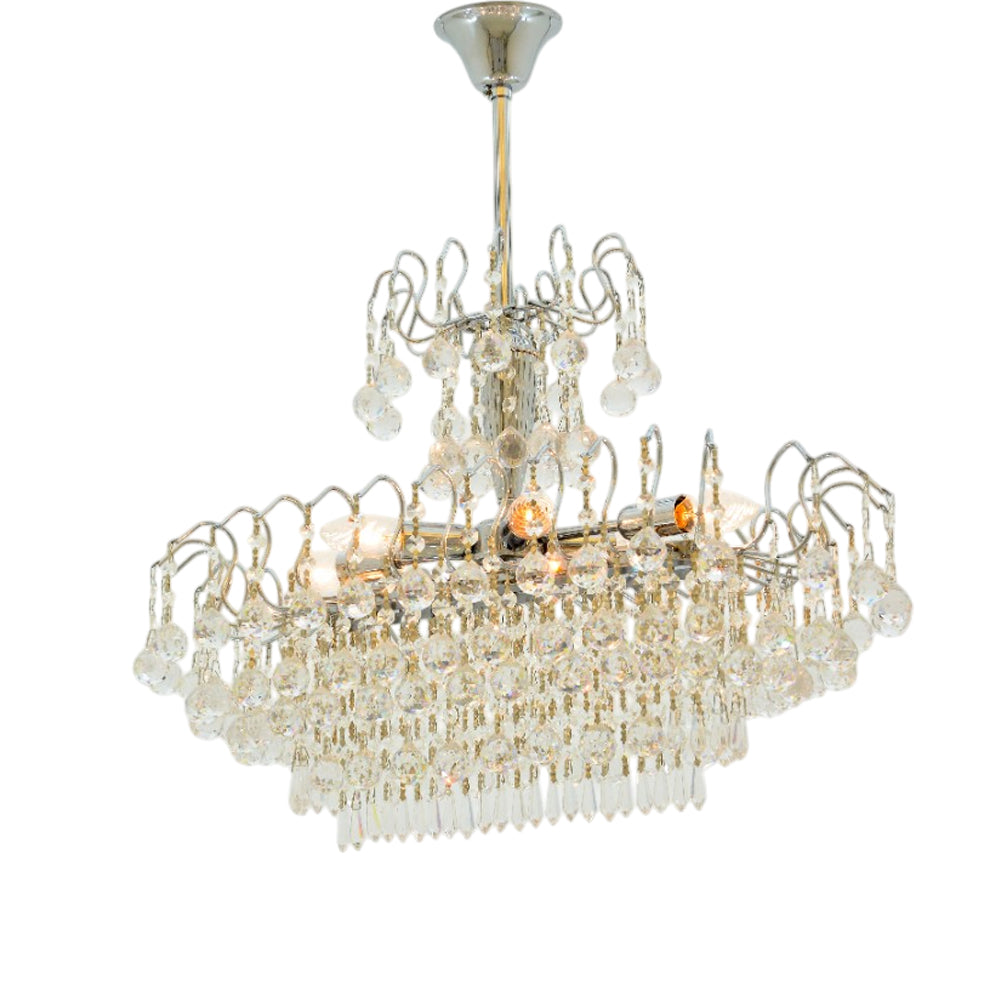 Shadow Chandelier, 6 Lights, Metal, 65×68cm - Silver