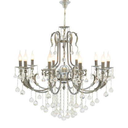 Sharp Chandelier, 10 Lights, Metal, 70×90cm - Chrome