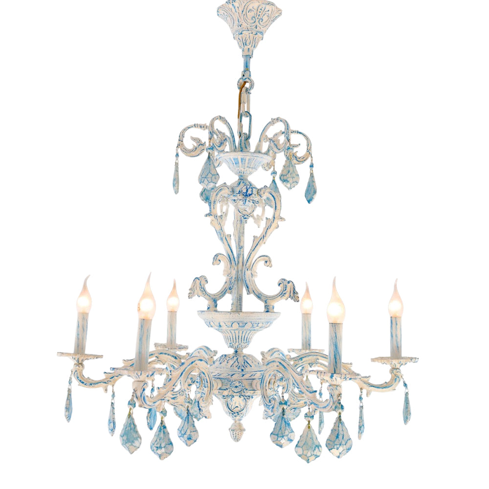 Shine 6-light Whitey * Blue Chandelier