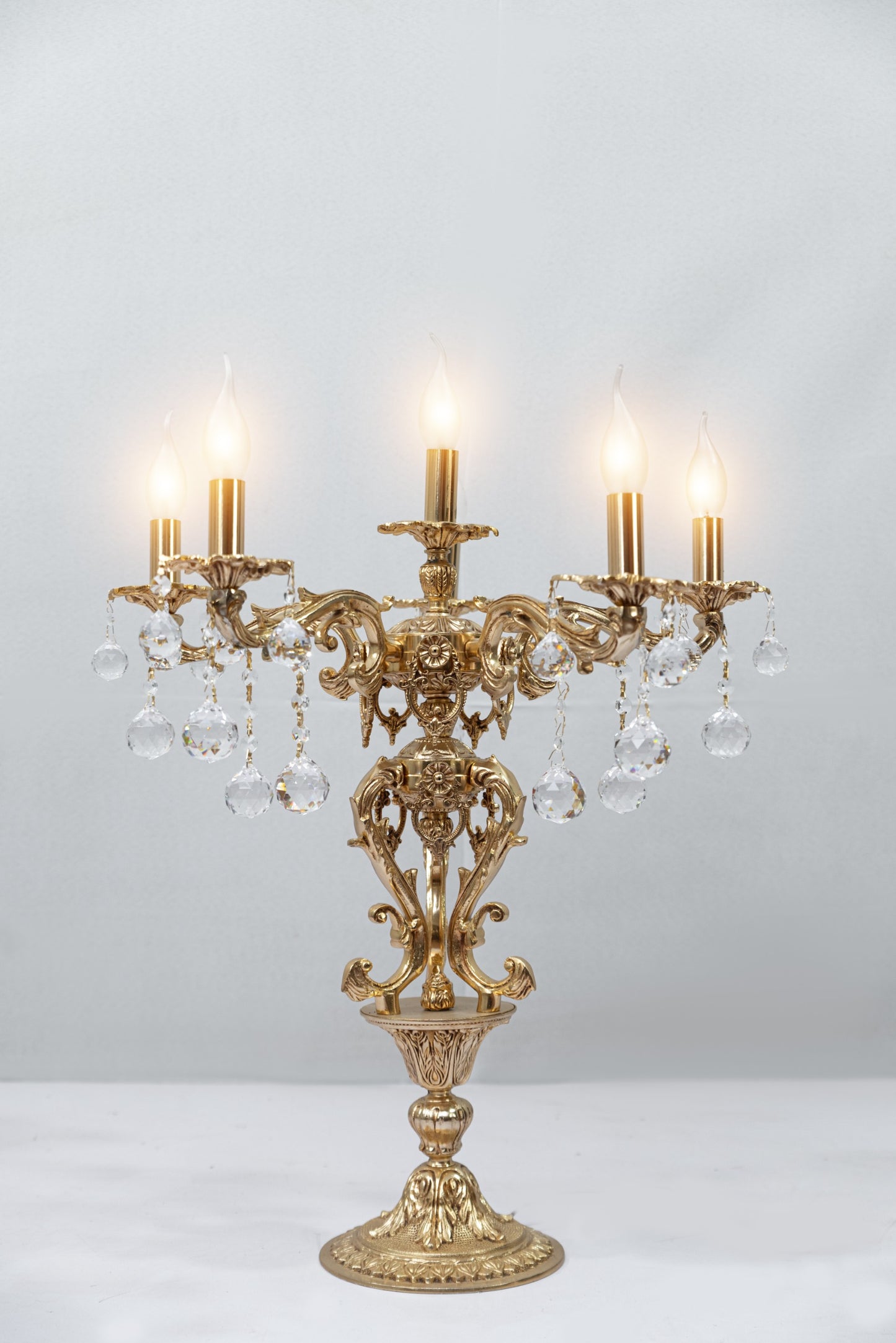 Candlestick 5 arm 6 bulb roosters crest