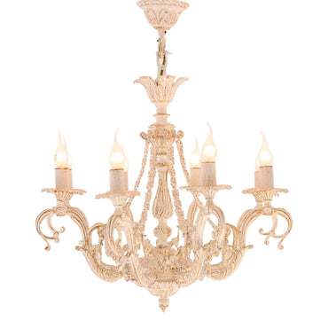 نجفة فرساي، 8 لمبات، ألومنيوم، 64×80 سم أبيض من قنديل مصر - Versaille Chandelier, 8 Lights, Aluminum, 64×80cm Whitey|Kandil Egypt